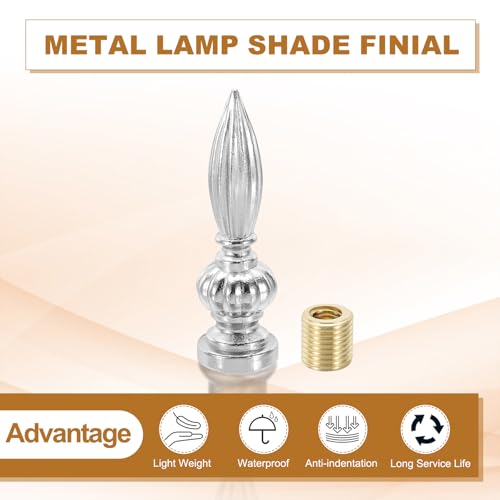 Image of PATIKIL 25x80mm Lamp Shade Finial, 2 Pcs Lamp Finials Caps Knob M10x1mm Threaded Alloy Solid Lamp Finial Decoration for Lamp Shade Table Floor Lamps, Silver Tone