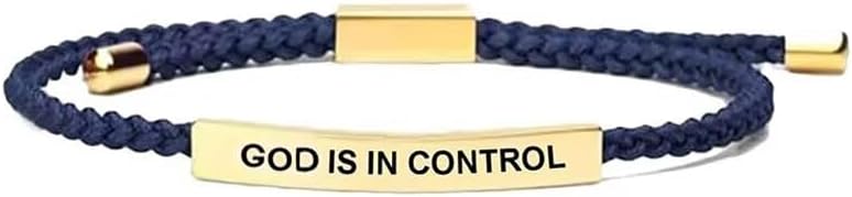 Blue Drop God Is In Control Inspirational Bracelets for Women Men Christian Faith Bracelets Handmade Letter Braided Bracelet Adjustable Stainless Steel Christmas Birthday Gifts Jewelry image 2