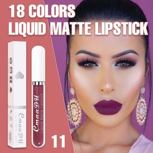 Image of evpct 1Pcs Purple Liquid Matte Lipstick Lipgloss Set for Women, labiales mate 24 horas originales matte larga duracion 24 Hour Lipstick Lip Stains Long Lasting Waterproof 24, 11#