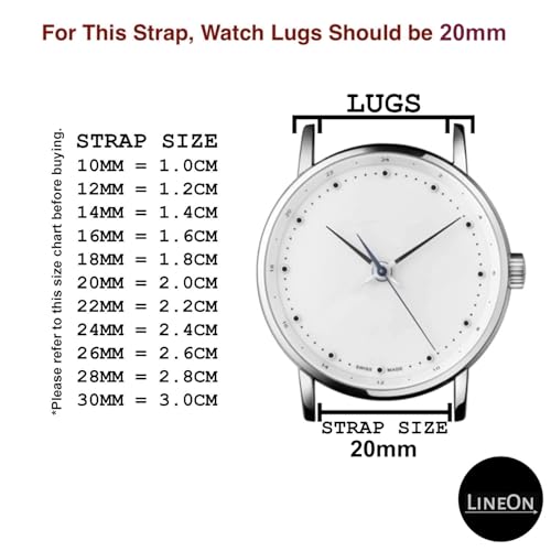 Image of Lineon 20mm Half Padded Leather Mens Watch Strap with ButterFly Lock For Branded Watches Tool and Pins Include