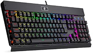 EagleTec KG010 Pro Mechanical Keyboard RGB LED Backlit with Brown Switches Wired 104 Keys for Windows PC Gaming and Office, UK QWERTY (Black)
