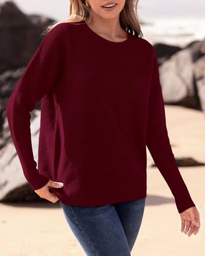 BTFBM Fall Sweaters for Women 2025 Casual Long Sleeve Sweater Striped Loose Fit Pullover Tops