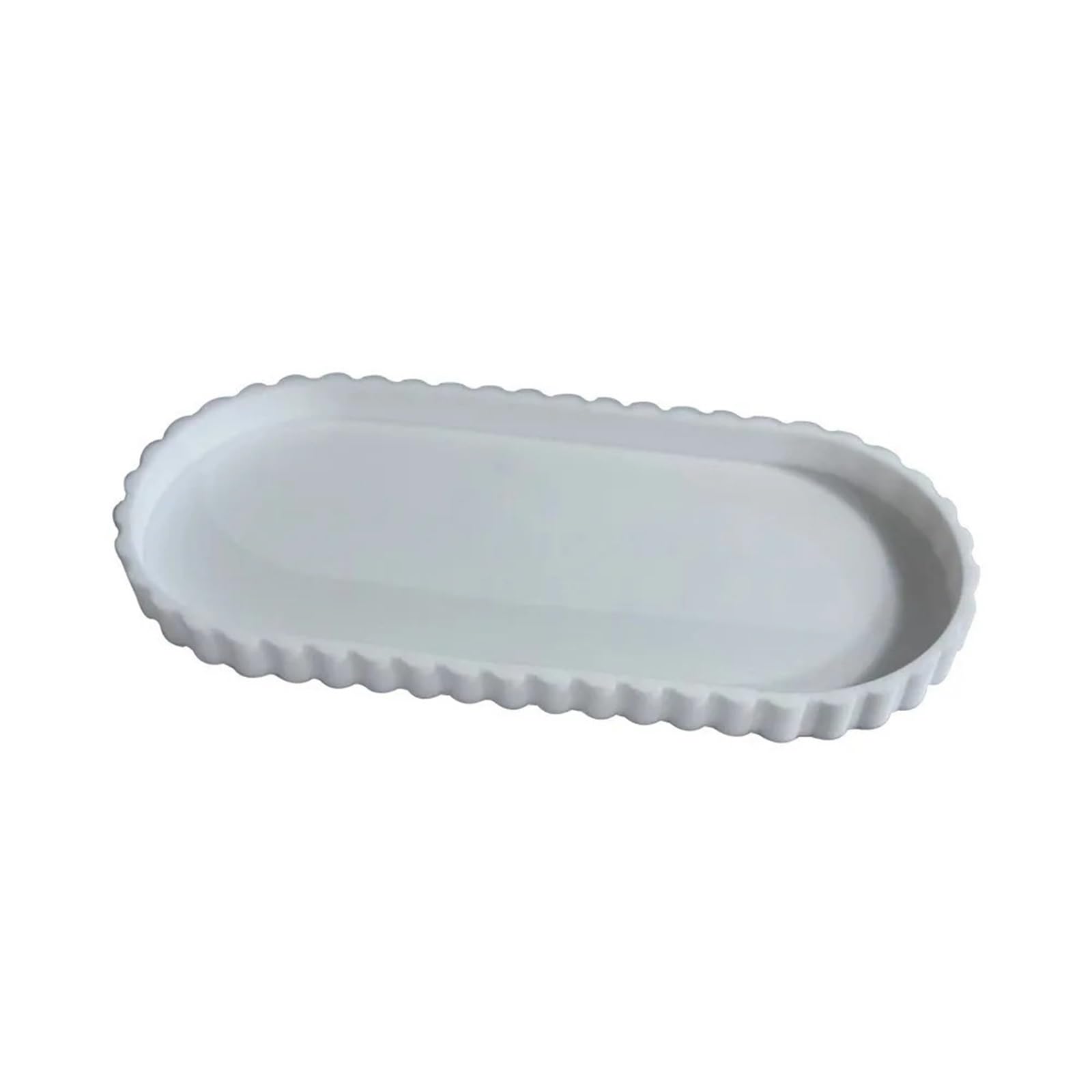 Silicone Bathroom Tray Oval Scalloped Edge Decorative Tray