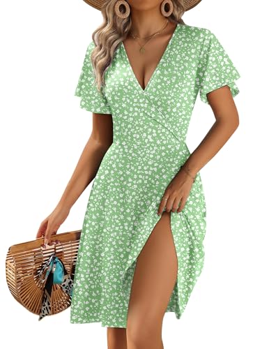 Image of Zeagoo Womens Summer Dresses Wrap V Neck Dress Floral A-Line Ruffle Sleeve Casual Sundress with Pockets 2026