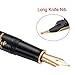 HONG DIAN Hongdian N23 Black Rabbit Fountain Pen, Long Blade Medium Nib Gold Trim, New Year Lucky Rabbit Carving Design, Smooth Writing Pen with Converter and Metal Pen Box Set