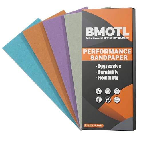 Image of Performance Foam Sandpaper Sheets: 4Pcs, 1000 1500 2000 3000 Grit | 9 x 3.6 Inch, Wet & Dry Use for Automotive Clear Coat Repair, Ultra Fine Sand Paper for Headlight Restoration