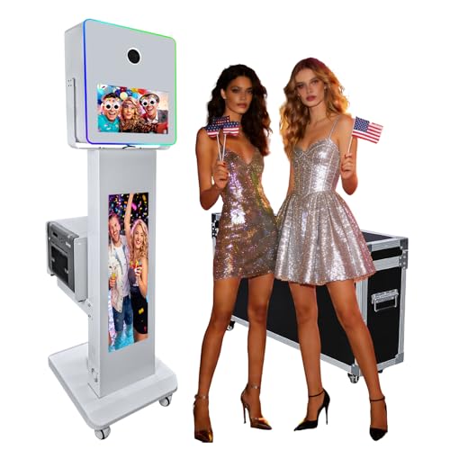 Image of Portable DSLR Photo Booth Machine with 15.6 inch Touch Screen, Photo Booth with 29 inch LCD Display, Ring Light, Software, Mini PC,Flight Case for Event Rental Wedding Party (Photo Booth Machine)