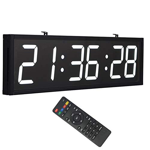 19-Zoll-LED-Wanduhr, GPS-Digitaluhr, Fitness-Countdown-Uhr Mit Fernbedienung Für Indoor-Fitnessclubs,Weiß