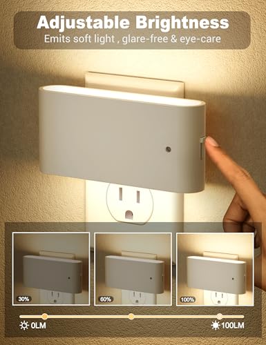 Image of JandCase LED Night Lights Plug into Wall, Night Light with Dusk to Dawn Light Sensor, Dimmable Night Light Plug in [2 Pack], 3000K Soft White Nightlight for Bedroom Hallway Kids Room Kitchen