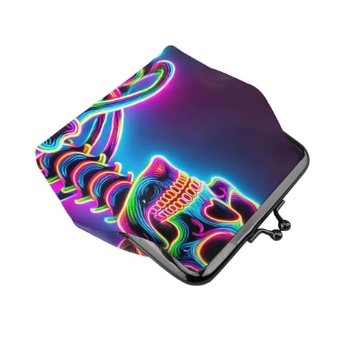 Pu Leather Buckle Coin Purse Neon-Skeleton Girls Kiss-Lock Change Purse Wallets3