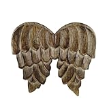 Wooden Carved Angel Wings - Rustic Wall Hanging Décor, Handcrafted Brown Vintage Style, 8x7 Inches, Unique Home Accent, Farmhouse-Inspired Wall Art, Perfect for Living Room or Bedroom Decoration.