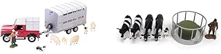 Britains 1:32 Sheep Farm Playset Collectable Farm Animals for Toddler, Farm Animal Toys,Suitable for Collectors & Children from 3 Years Old & 1:32 Cattle Feeder Farm Playset, Toy Farm Animals Scale