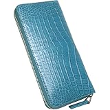 [ベルクート] デニムブルー クロコダイル 長財布 1枚革 財布 メンズ レディース 本物 本革 本皮 レザー ワニ皮 ワニ革 鰐皮 鰐革 クロコ ラウンドファスナー ラウンドジップ ブランド 長サイフ 薄い 薄型 大容量 ブランド 人気 1291384-F-764