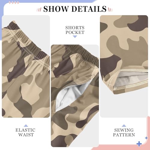 ZZXXB Brown Camouflage Boys Long Pants Soft Trousers Elastic Waist Kids Lounge Bottoms with Pockets S-XL4