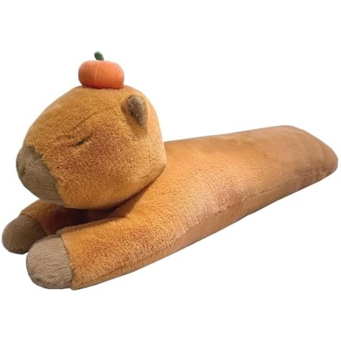 Hofun4U Capybara Plush Pillow, Capybara Stuffed Animal with Persimmon Plush, Capybara Plush Long Body Pillow (35 inch) Cover