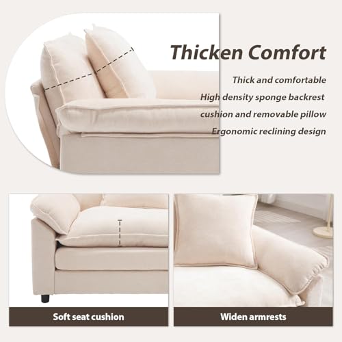 Sillón Oversize Chenille Beige miniatura 4