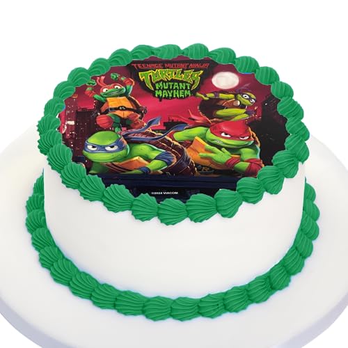 Kardasis Teenage Mutant Ninja Turtles cake topper avec papier sucre | Topper comestible pour gâteaux | Disque Azyme Décoration de gâteau pour l'anniversaire...