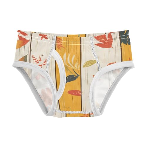 Autumn Leaf on Old White Wooden Toddler Boys' Pure Cotton Kids Underwear Cute Children Undies
