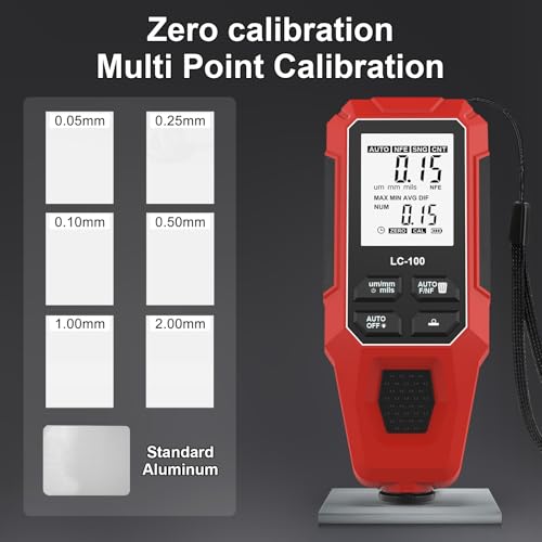 Medidor Digital de Espesor de Recubrimiento 0-2000 μm con Pantalla Grande y Retroiluminación, Conversión de Unidades, para Pintura Automotriz miniatura 6