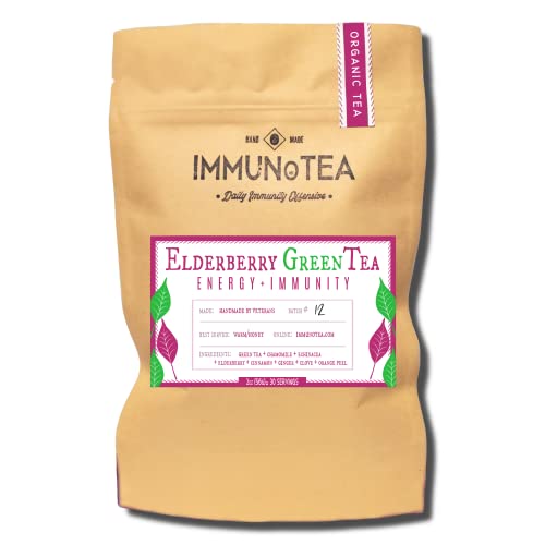 Organic Elderberry Tea | Use for Daily Immunity Support | Includes a Cold Brew Steeping Bag| Green Tea, Elderberry, Chamomile, Echinacea, Cinnamon, Ginger, Clove, Orange Peel