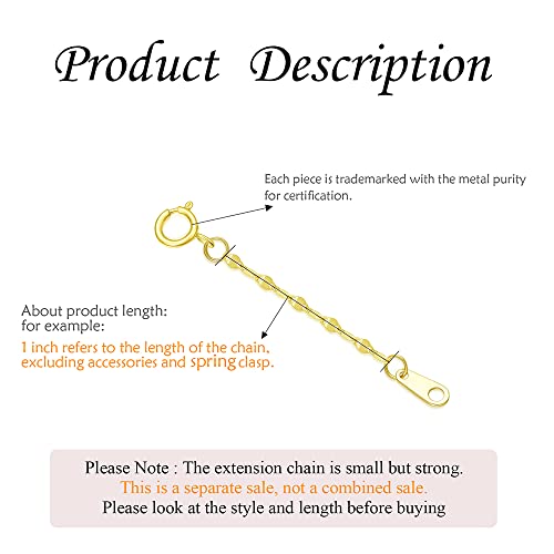 Image of 10k 14k Real Gold 1 inch /1.5 inch /2 inch /2.5 inch /3 inch /4 inch /5 inch Necklace Extender, Necklace Bracelet Extender Chain, Durable Gold Extender Chain, Adjustable Extension Chain for Necklace Bracelet Anklet