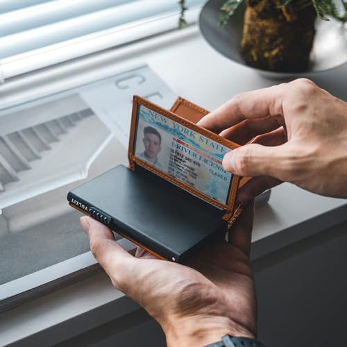 Image of VULKIT Card Holder Wallet with Double ID Windows RFID Blocking Pop Up Wallet Minimalist Design for 12 Cards
