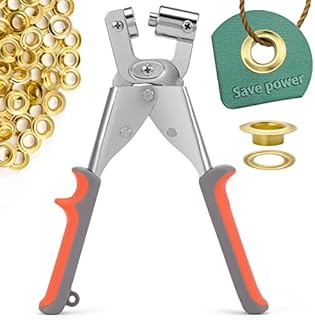 Eyelet Plier Grommet Tool Kit: Ecraft Grommet Press Handheld Puncher Plier Kits Eyelet Hole Punch Pliers Set Banner Maker Machine for Fabric Paper with 300pcs 3/8 Inch(10mm) Gold Grommets