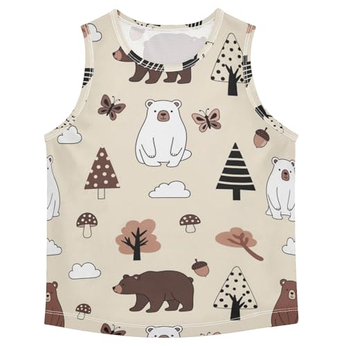 J JOYSAY Forest Bear Butterfly Boys Tank Top Sleeveless Muscle Shirts Quick Dry Workout Sport Active Kids T-Shirts 3-15T