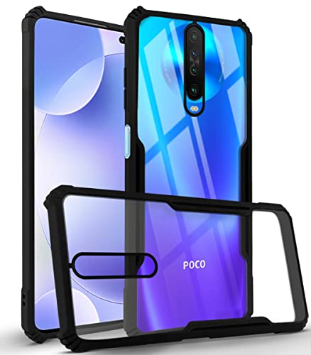 Image of Jkobi Back Cover Case for Xiaomi Poco X2 (Crystal Glass Back | Camera Protection | Shockproof Bumpers | Professional Black)