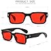 JOVAKIT Black Square Sunglasses for Women Men Simple Trendy Rectangle Thick Frame Style Sun Glasses UV400 Protection (Black/Clear Red)