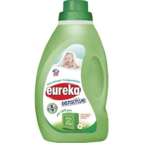 Eureka Sensitive Non Bio Liquid Detergent with Olive Oil Soap and Organic Chamomile, 1 Litre, Pack of 2 Cover