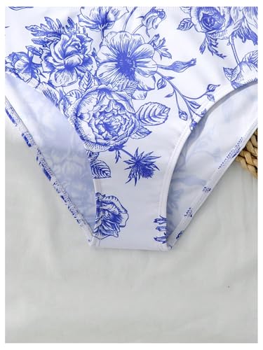 Floerns Girl's 2 Piece Swimsuits Floral Print Notched V Neck Vacation Bathing Suit4