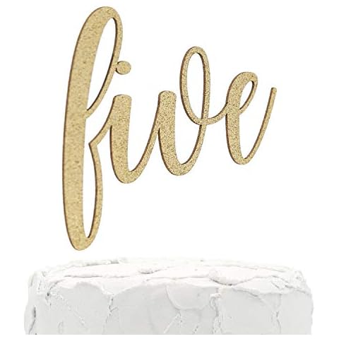 NANASUKO 5th Birthday Cake Topper - five - Double Sided Glitter - Premium quality Made in USA Cover
