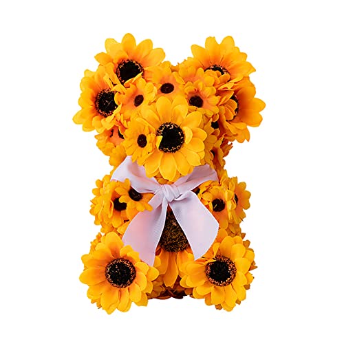 Eforcase Mothers Day Artificial Flower Mother's Day Sunflower Floral Teddy Bear Gifts for Her Mother Day Women Gifts for Mom Gifts Birthday Girlfriend Gifts Flower Bear for Mom Artificial Sunflower
