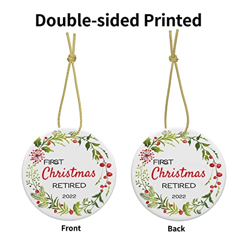 Retirement Gift Christmas Ornament 2022-First Christmas Retired Ornament Keepsake For Men Women Retirement Party Gift Xmas Tree Hanging Ornament Round Ceramic Present Home Decor #TOP2