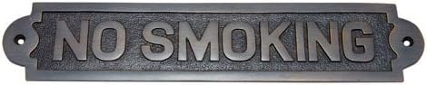 Adonai Hardware Large No Smoking Brass Door Sign (Antique Brass)