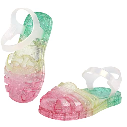 Jelly Sandals for Girls Fisherman Gladiator Water Beach Glitter Slingback Flat Sandals Closed Toe Princess Costume Summer Dress Shoes for Toddler/Little Kid/Big Kid