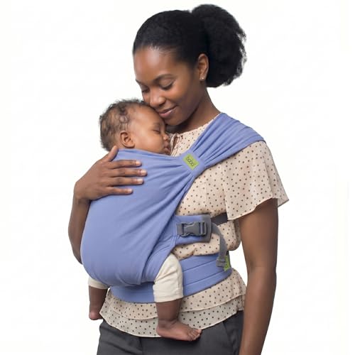 Image of Boba Pre-Wrapped Baby Wrap Carrier with Buckle, Easy Adjust Soft Infant Baby Carrier Hybrid for Boy or Girls, Baby Sling for Newborn up to 35 lbs (Vintage Navy Blue)