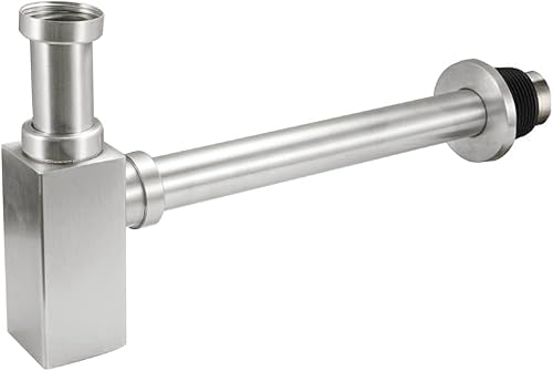 SOLVEX Botella redonda de baño trampa P de 1 14 kit de trampa P para drenaje de residuos de lavabo kit de tubo de drenaje de acero inoxidable para