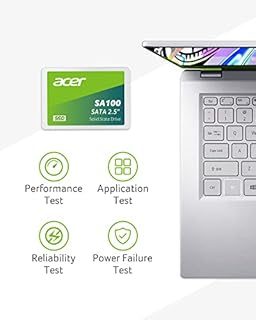 acer SA100 480GB SATA III 2,5" SSD con velocità di lettura fino a 560 MB/s - Disco interno per laptop e desktop - Veloce, silenzioso e resistente ai colpi