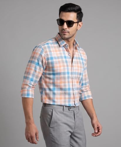 Image of Afflatus Men's Checked Casual Premium Cotton Blend Full Sleeve Regular Fit Check Shirt for Man | Stylish Checks Shirt for Casual Wear | Cotton Shirt for Men