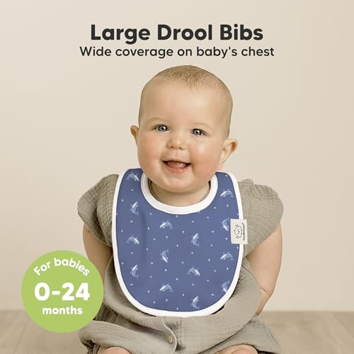 Image of 8-Pack Organic Baby Bibs for Boys, Girls - Soft Cotton Drooling and Teething Bibs for Baby Girl & Boy, Extra Absorbent, Easy to Clean & Put On for Toddler, Newborn, Infant 0-24 Months (Marine Muse)
