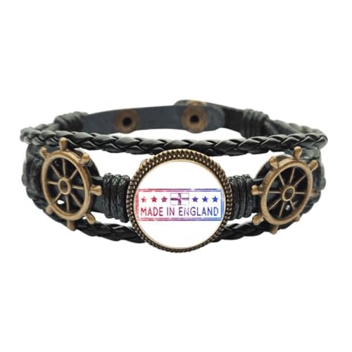 Bracelet Angleterre en cuir tressé et métal taille M