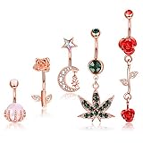 JOERICA Rose Gold Tone Belly Button Rings for Women Belly Rings 14G Stainless Steel Navel Rings Navel Piercing Jewelry
