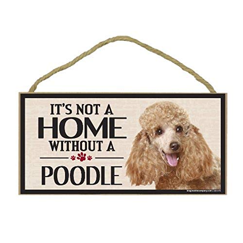 Image of Imagine This Company It's Not a Home Without Horizontal Wood Sign; Home Decor For Pet Lovers,Attached Rope For Easy Hanging,Indoor Use Only,Great Gift For Pet Owners,5 x 10 In,Wood,Poodle