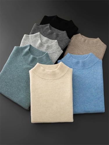 Solid Color Casual Simple Classic Half-High Neck Soft Men's Wool Sweater2