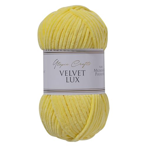 Utopia Crafts Velvet Lux Chenille Super Soft Chunky Yarn for Knitting and Crochet, 100g - 110m, Sun Yellow