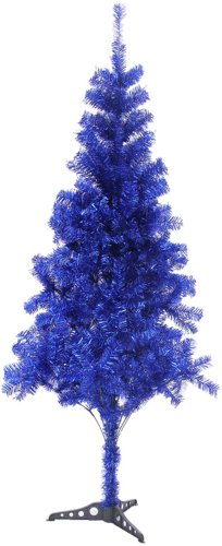 HB 6' Ft Sparking Gorgeous Folding Artificial Tinsel Christmas Tree Blue Color 450 Tips- Unlit