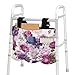 Uacyareni Walker Bag Purple Rose for Four Wheel Rollator Gifts for Seniors in Assisted Living Wheelchair Accessories Replacement Wheelchair Bag