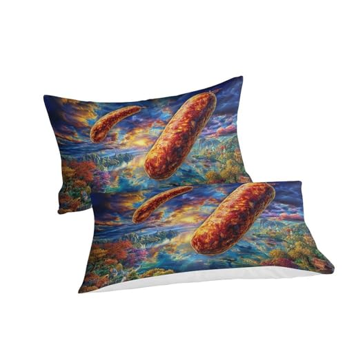 Set de literie 3 pièces avec housse de couette cache-zip Saucisse 260x220